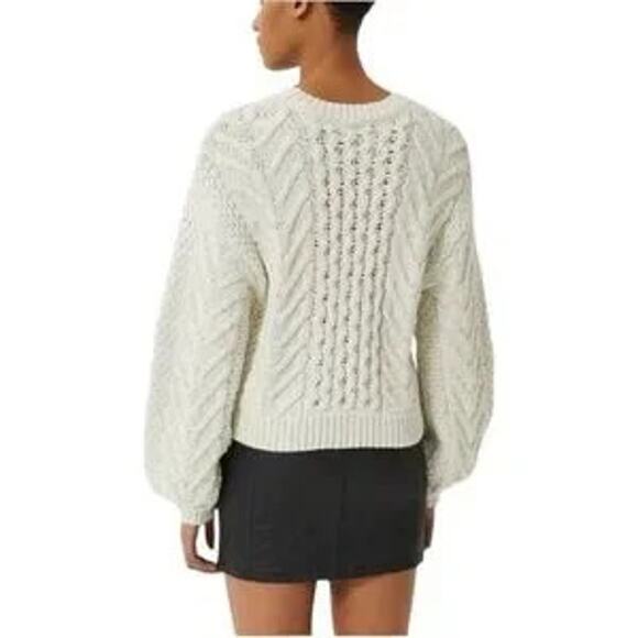 Rebecca Minkoff Blake Pearl Cable Knit Sweater, Cream,  Sz XS - Picture 2 of 11